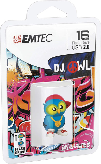 EMTEC Clé USB 2.0 Compatible M341 DJ Owl - 16Go, Black Dj Owl 16 gb