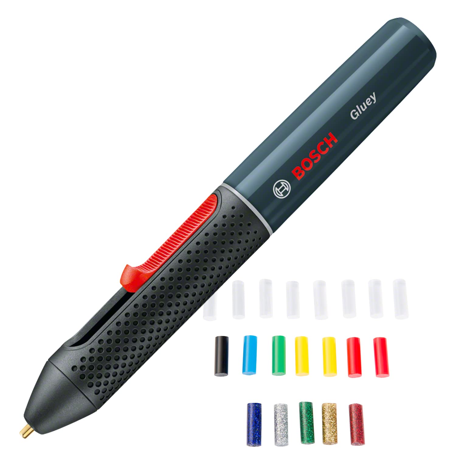 Bosch Home and Garden Bosch Akku Heißklebestift Gluey Smoky Grey (mit 20 Klebesticks, im Karton) grau Gluey Smokey Grey