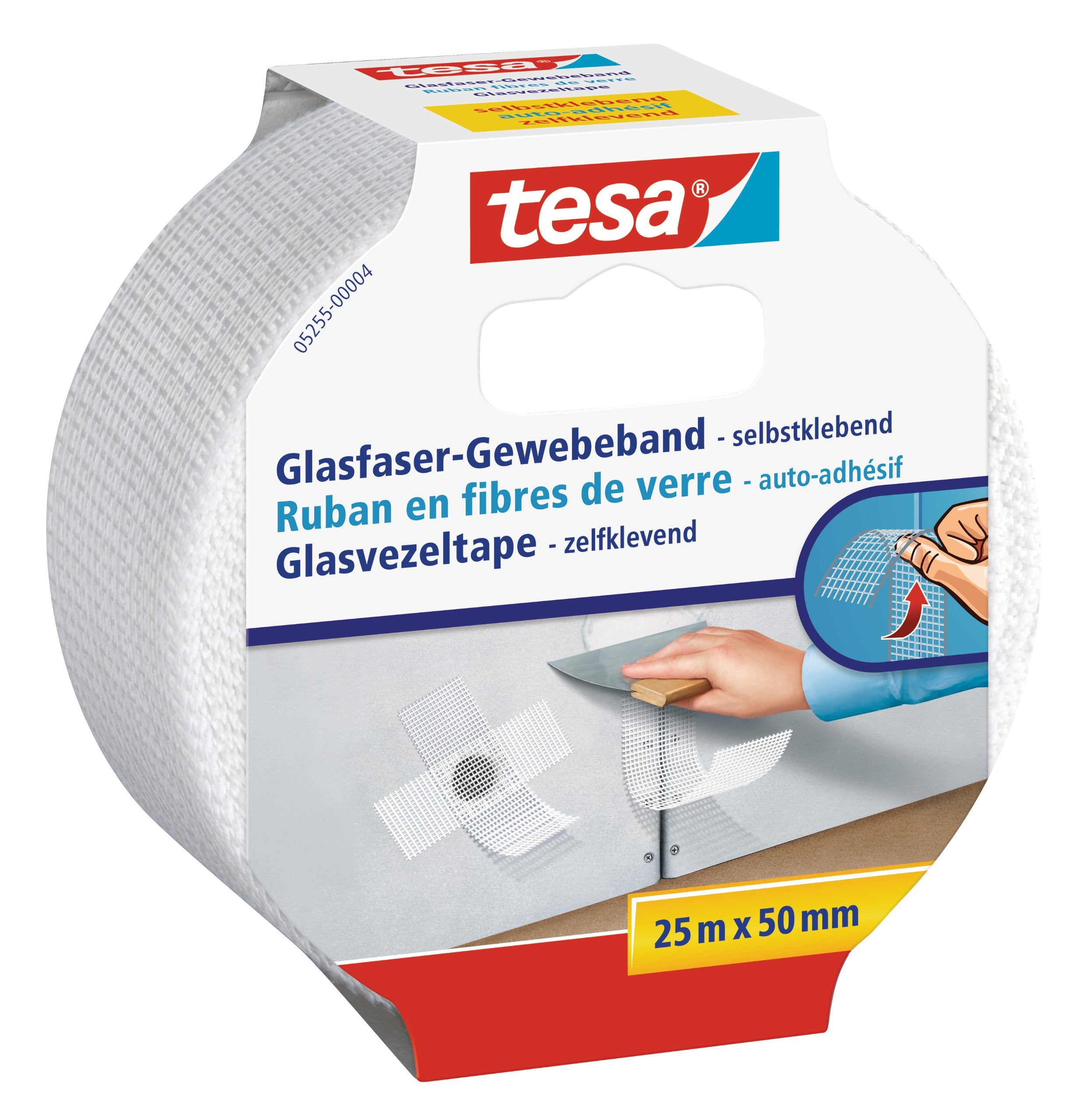 tesa 05255-00004-01 Repair Tape for Tears in Walls, Transparent, 25m x 50mm