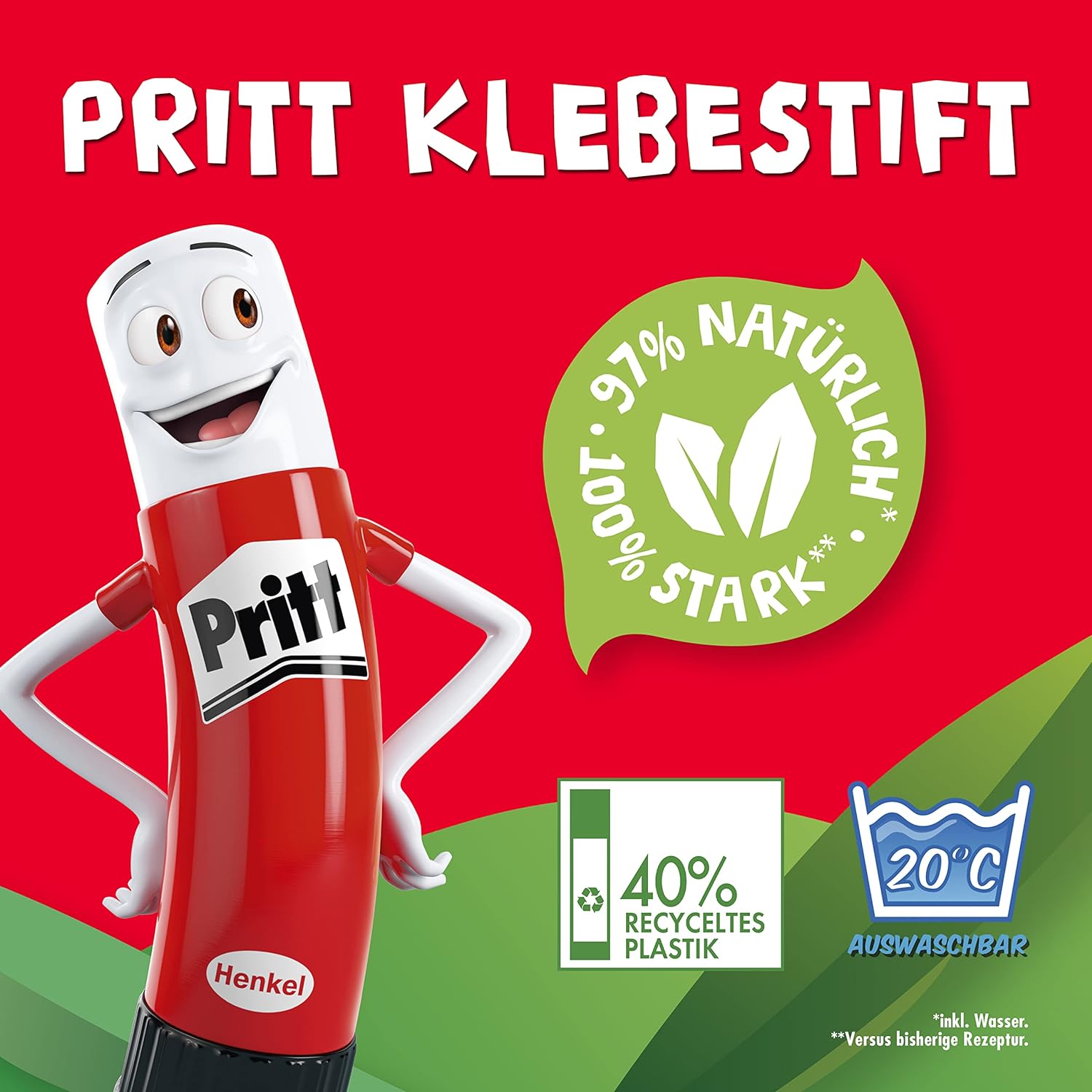 Pritt Glue Sticks, Green & Blue Klebestifte, 2 x 20 g