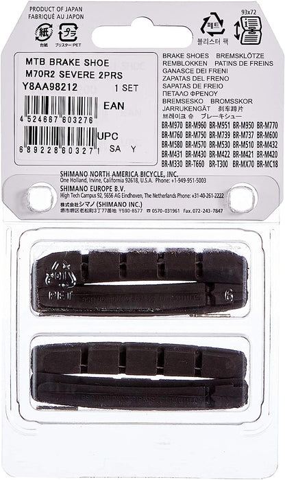 Shimano M70R2 V-brake cartridge pad insert, severe conditions, alloy rims 2 pairs