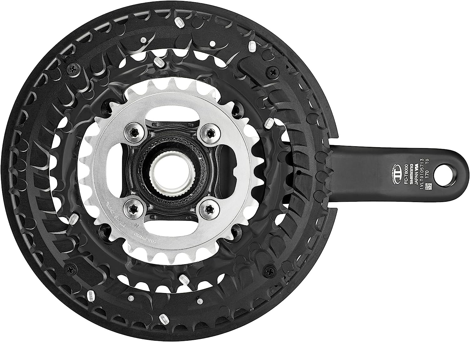Shimano FC-T8000 Deore XT triple chainset 10-speed, with chainguard, 48/36/26T, 170 mm