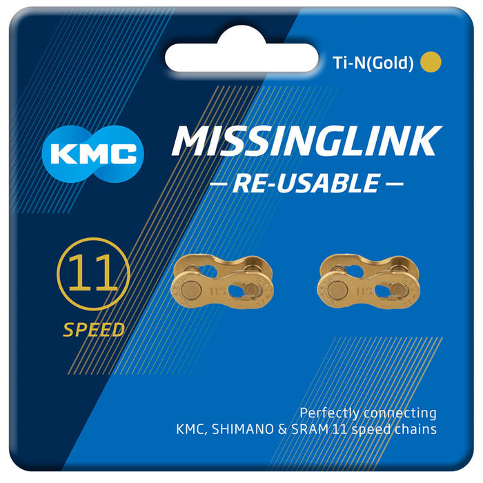KMC MissingLinks 11R Ti-N Gold 2 Pr  (Re-useable) cycle bike chain