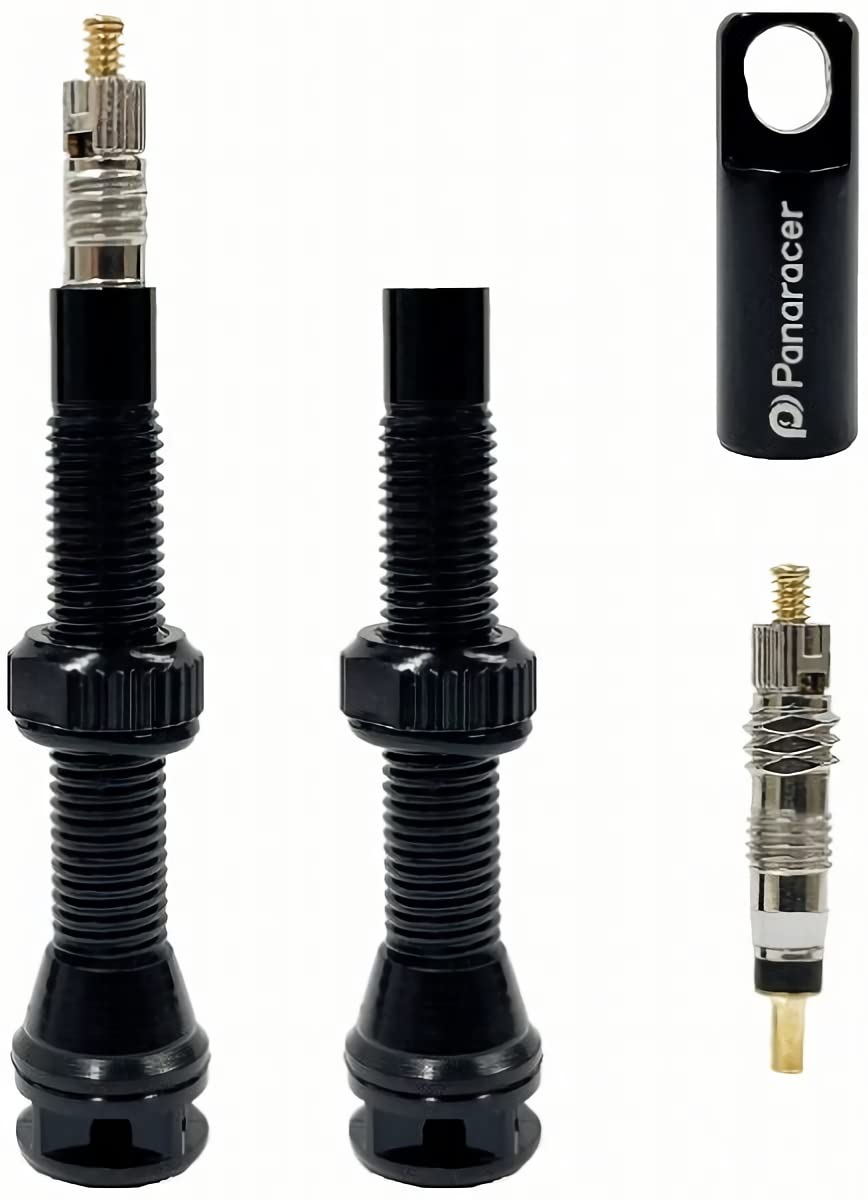 Panaracer TLV-44-B Tubeless Valve for Presta Style 1.7 inches (44 mm), 2.4 inches (60 mm), 3.1 inches (80 mm), Tubeless Rims, Presta Style 1.7 inches (44 mm), Black black (black 19-3911tcx) 仏式44mm