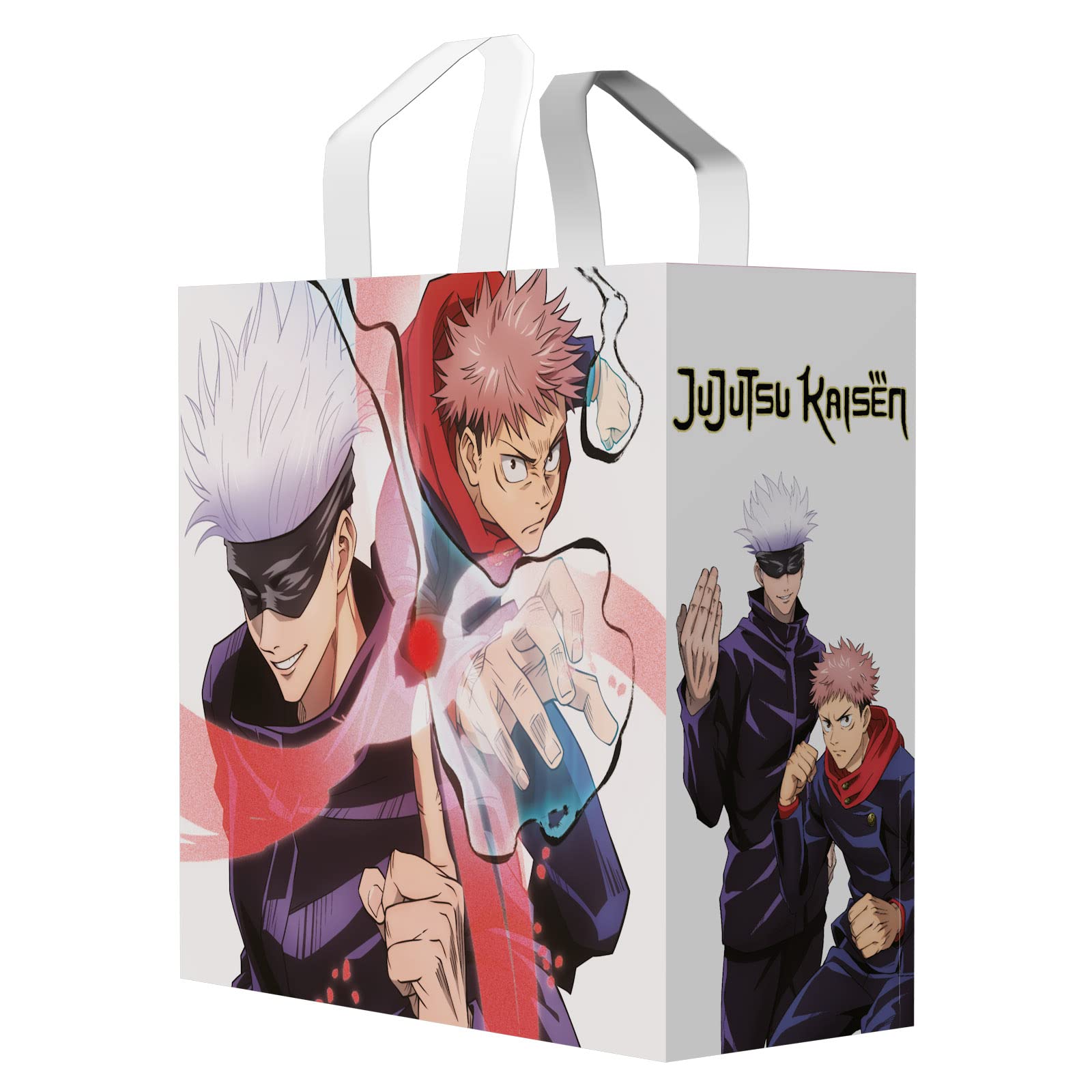 Konix Jujutsu Kaisen Bolsa de Compras 40 x 45 x 20 cm - Material reciclado - Diseño Gojo y Yuji - Blanco