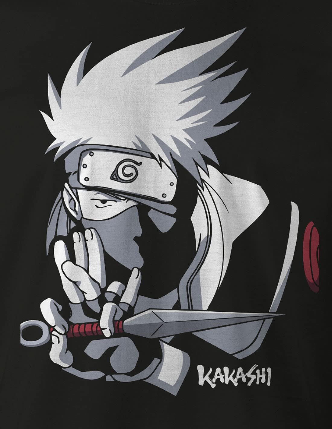 Naruto Men's t-Shirt Kakashi Hatake Cotton Black L Black