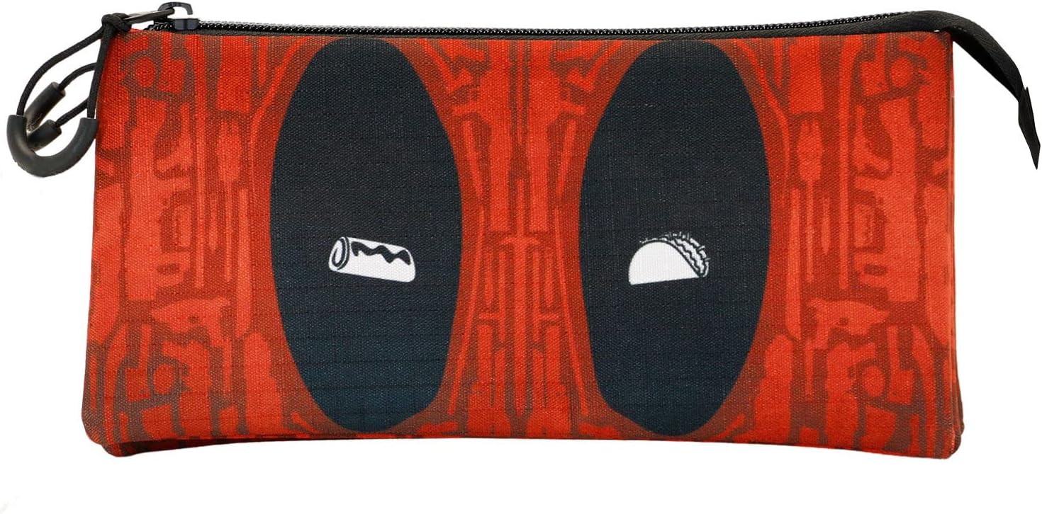 Deadpool Weapons-ECO Triple Pencil Case, Red, 23 x 11 cm