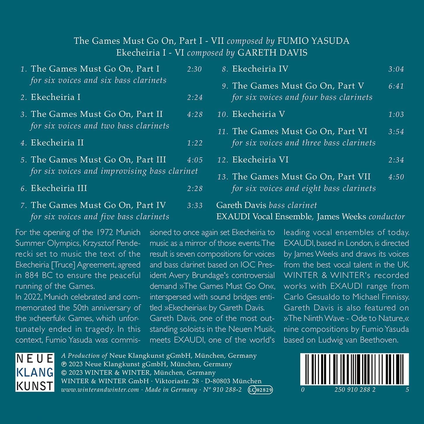 Ekecheiria for Voices and Bass Clarinet
