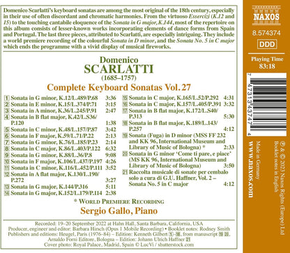 Domenico Scarlatti: Complete Keyboard Sonatas - Volume 27