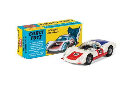 Corgi RT33001 Porsche Carrera 6, Red & White Die-Cast Scale Model, White & Red, Fit The Box