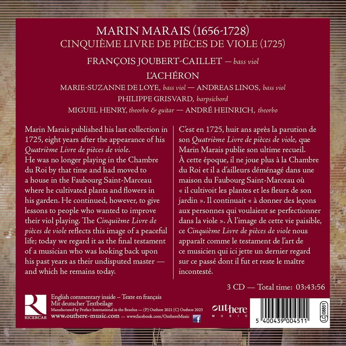 Marin Marais: Cinquième Livre De Pièces De Viole