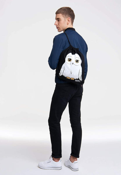 Logoshirt®️ Harry Potter - Owl - Hedwig I Printed Gym Bag - Fabric Backpack 100% Cotton I AZO-free I Black I Original Licensed Design