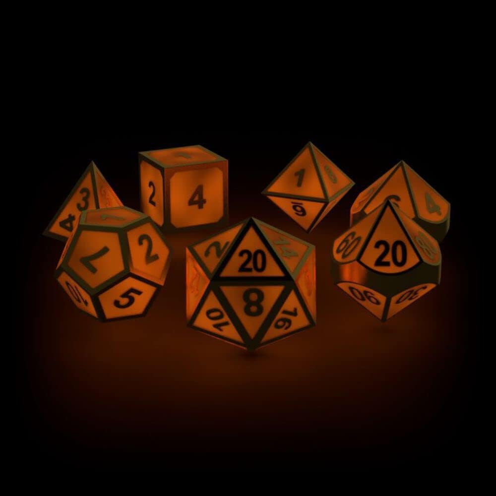 Oakie Doakie Dice RPG-Set Metal Glow/Dark Golden Princess