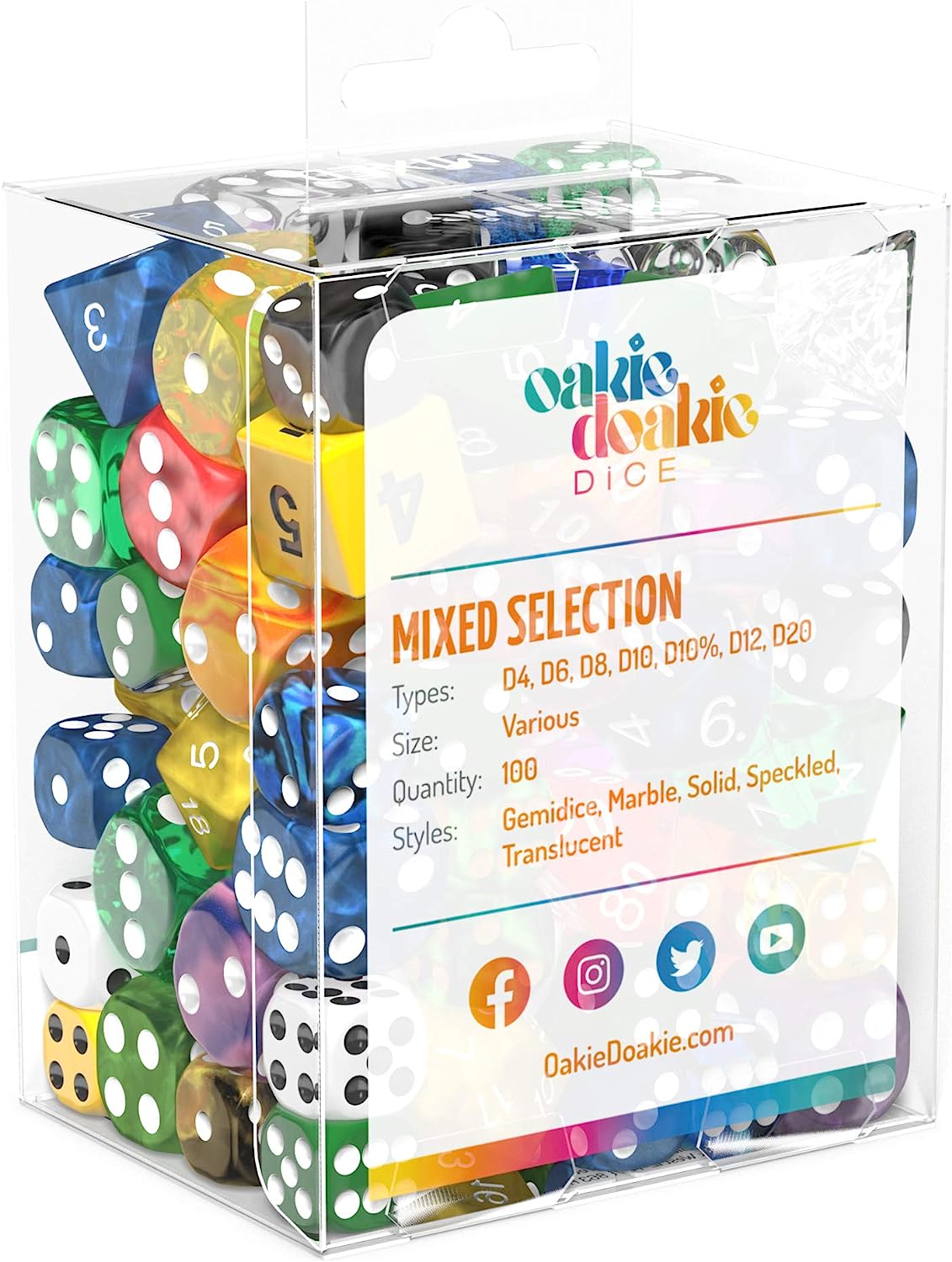 Oakie Doakie Dice Mixed Gemidice D6 12/16mm, RPG Set (100)