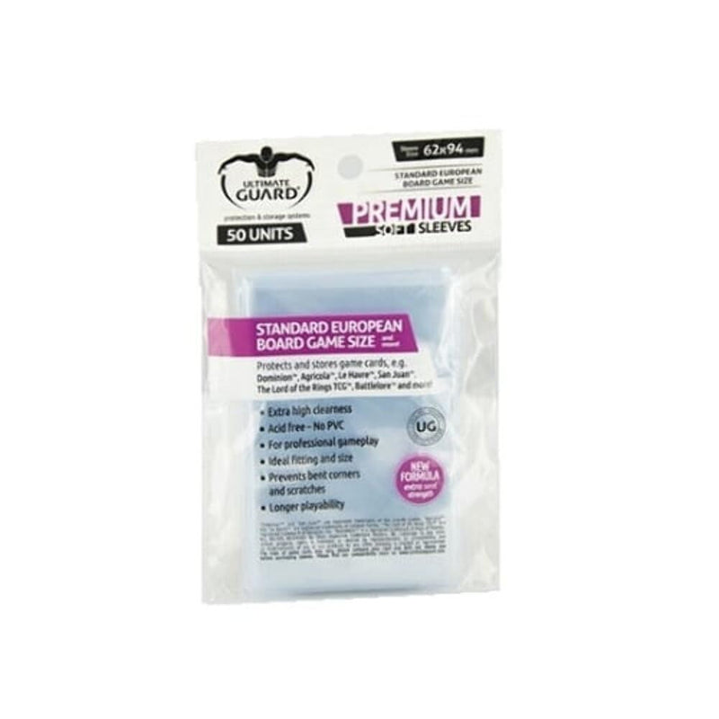 Ultimate Guard "Standard European Premium Soft Sleeves for Board Game Cards (Transparent