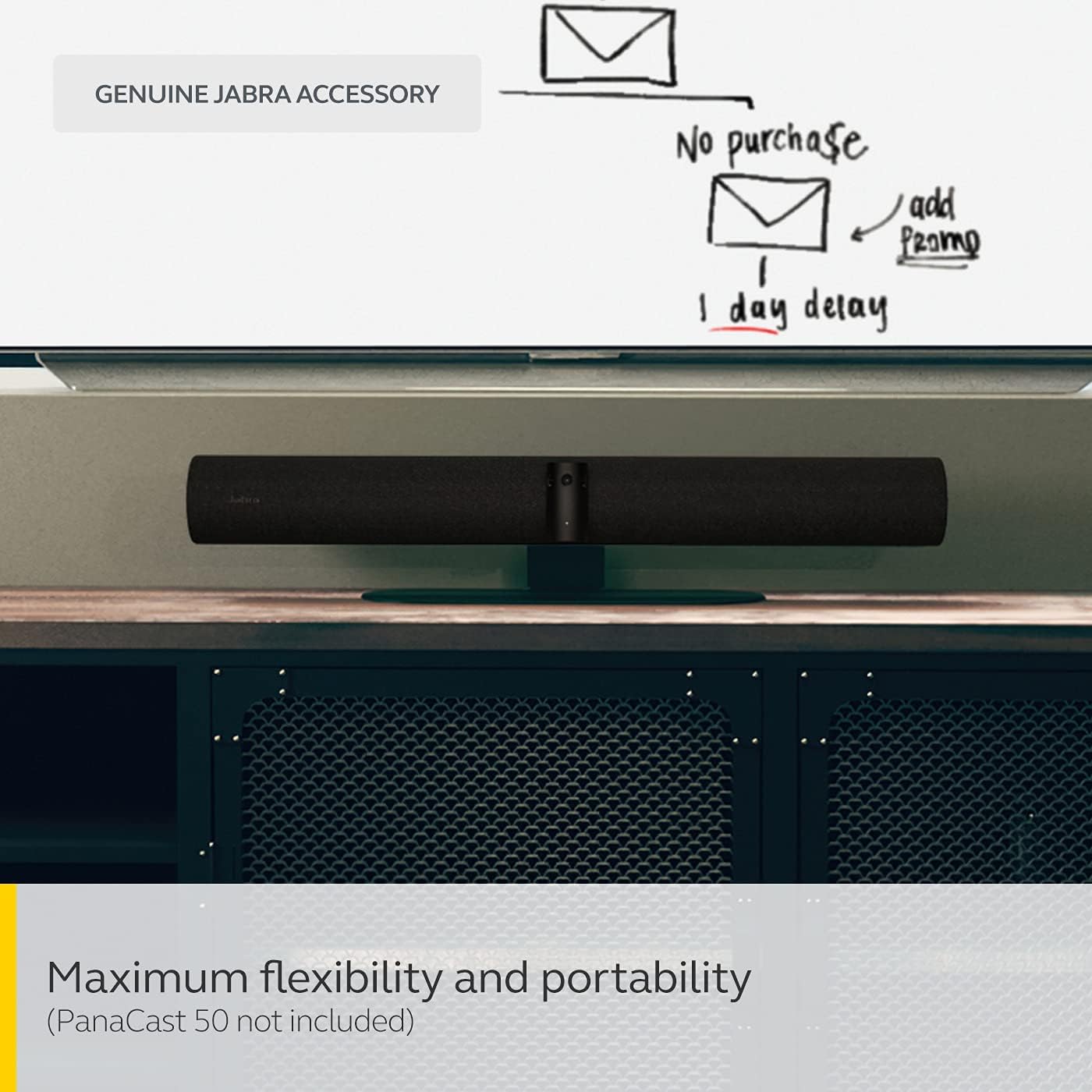 Jabra PanaCast 50 Table Stand (36 cm x 12 cm x 9.6 cm) - Desk Stand for PanaCast 50 Video Bar Elevation by 7.4 cm - Portable Desk Stand Riser for Easy PanaCast 50 Attachment - Black Black Table Stand