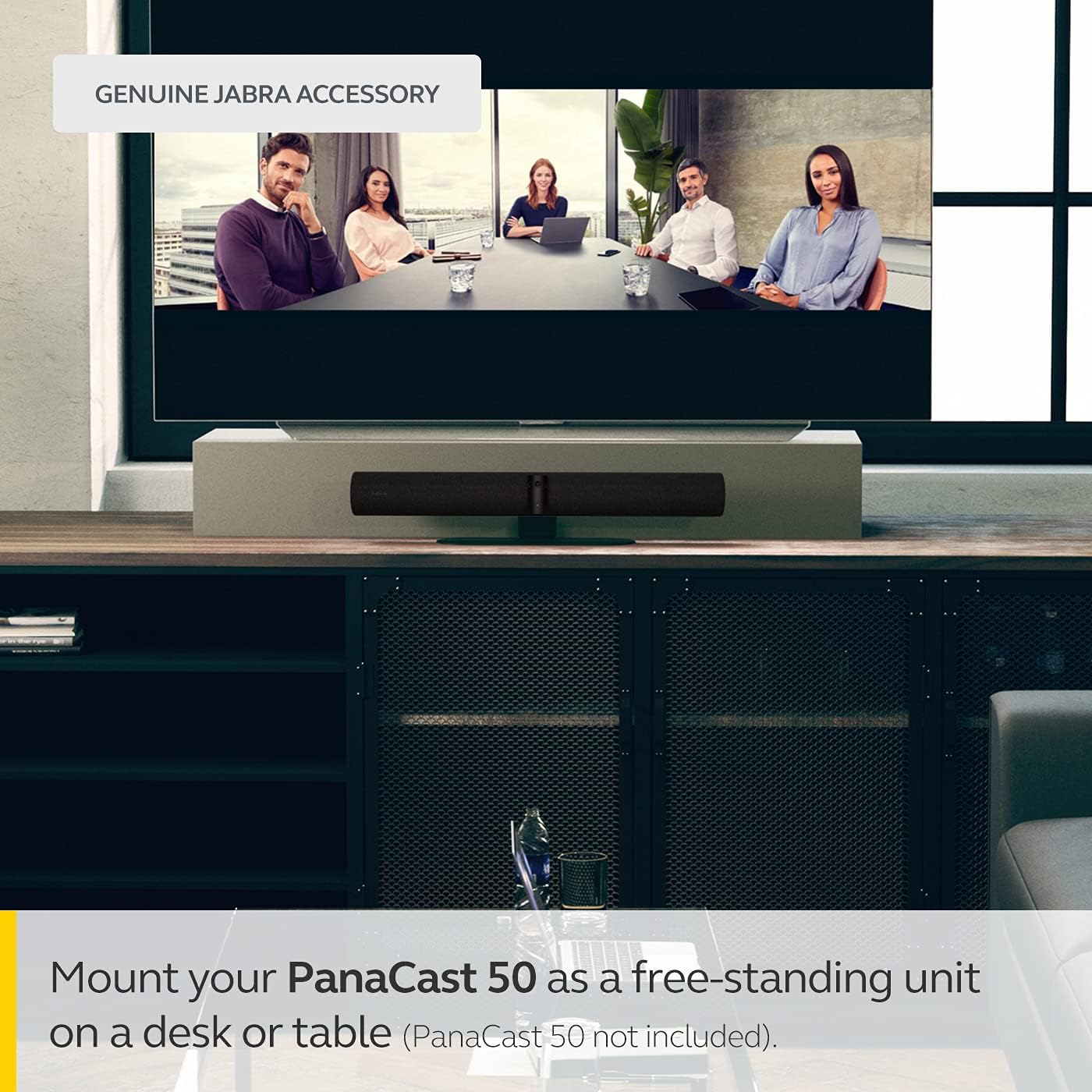 Jabra PanaCast 50 Table Stand (36 cm x 12 cm x 9.6 cm) - Desk Stand for PanaCast 50 Video Bar Elevation by 7.4 cm - Portable Desk Stand Riser for Easy PanaCast 50 Attachment - Black Black Table Stand