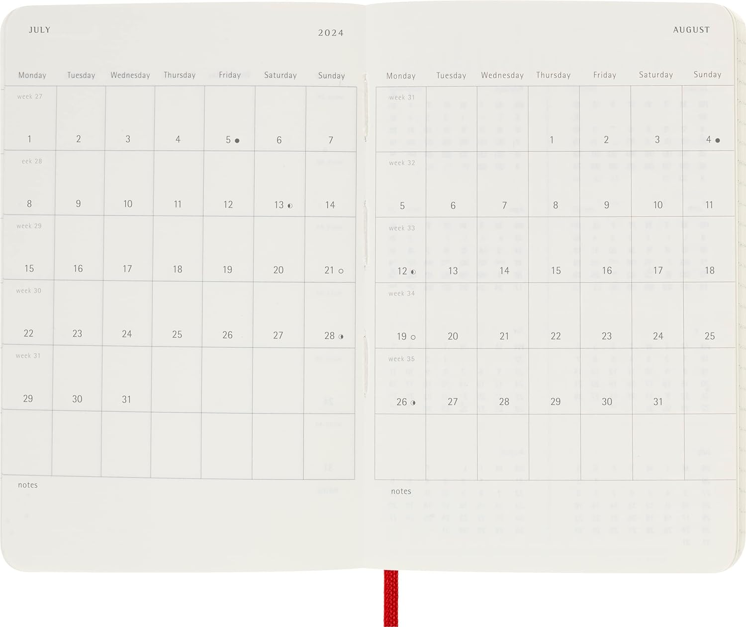 Moleskine Daily Agenda 12 Months 2024, Agenda 2024, Size Pocket 9x14, Soft Cover and Elastic Closure, Colour Scarlet Red Daily Soft Cover - Pocket Scarlet Red