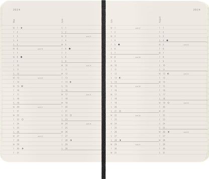 Moleskine Monthly Agenda 12 Months 2024, Agenda 2024, Size Pocket 9x14, Soft Cover and Elastic Closure, Colour Black Monthly Soft Cover - Pocket Black