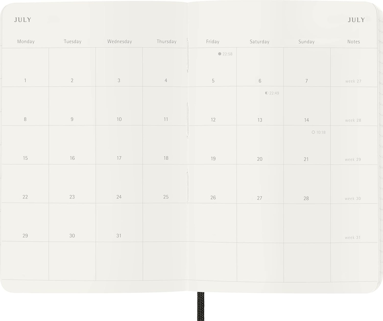 Moleskine Monthly Agenda 12 Months 2024, Agenda 2024, Size Pocket 9x14, Soft Cover and Elastic Closure, Colour Black Monthly Soft Cover - Pocket Black