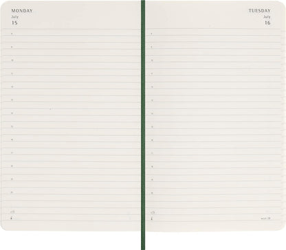 Moleskine Daily Agenda 12 Months 2024, Agenda 2024, Size Large 13x21, Soft Cover and Elastic Closure, Colour Myrtle Green Daily Soft Cover - Large Myrtle Green