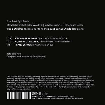 The Last Epiphany - Johannes Brahms: Deutsche Volkslieder WoO33