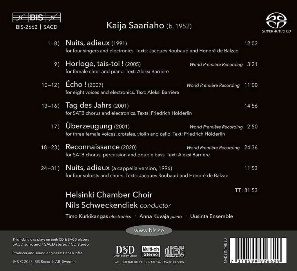 Kaija Saariaho: Reconnaissance: Choral Music