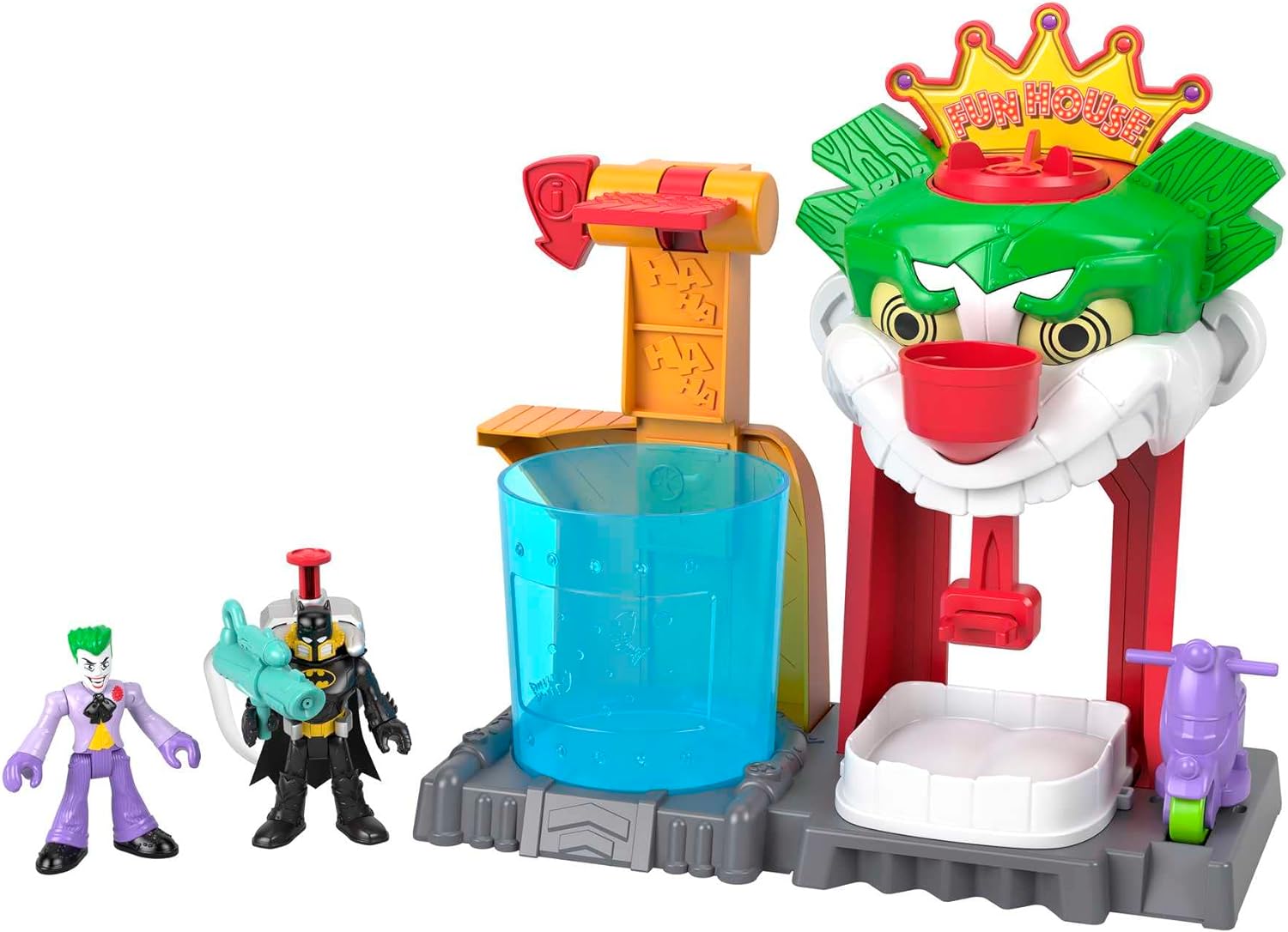 Imaginext DC Super Friends Batman Toy The Joker Funhouse Playset Color Changers with 2 Figures & Accessories for Ages 3+ Years,HMX55