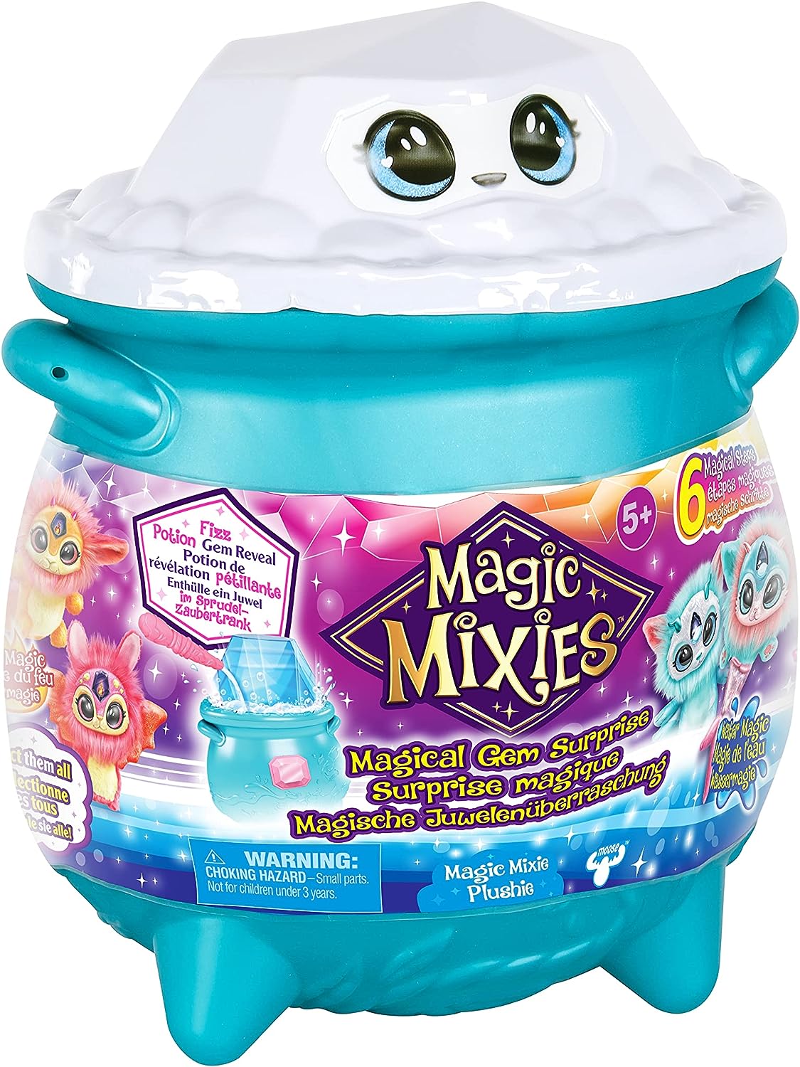 Magic Mixies Magical Gem Surprise Water Magic Cauldron - Reveal a Non-Electronic Mixie Plushie and Magic Ring with a pop up reveal from the Fizzing Cauldron,Multicolor,Medium