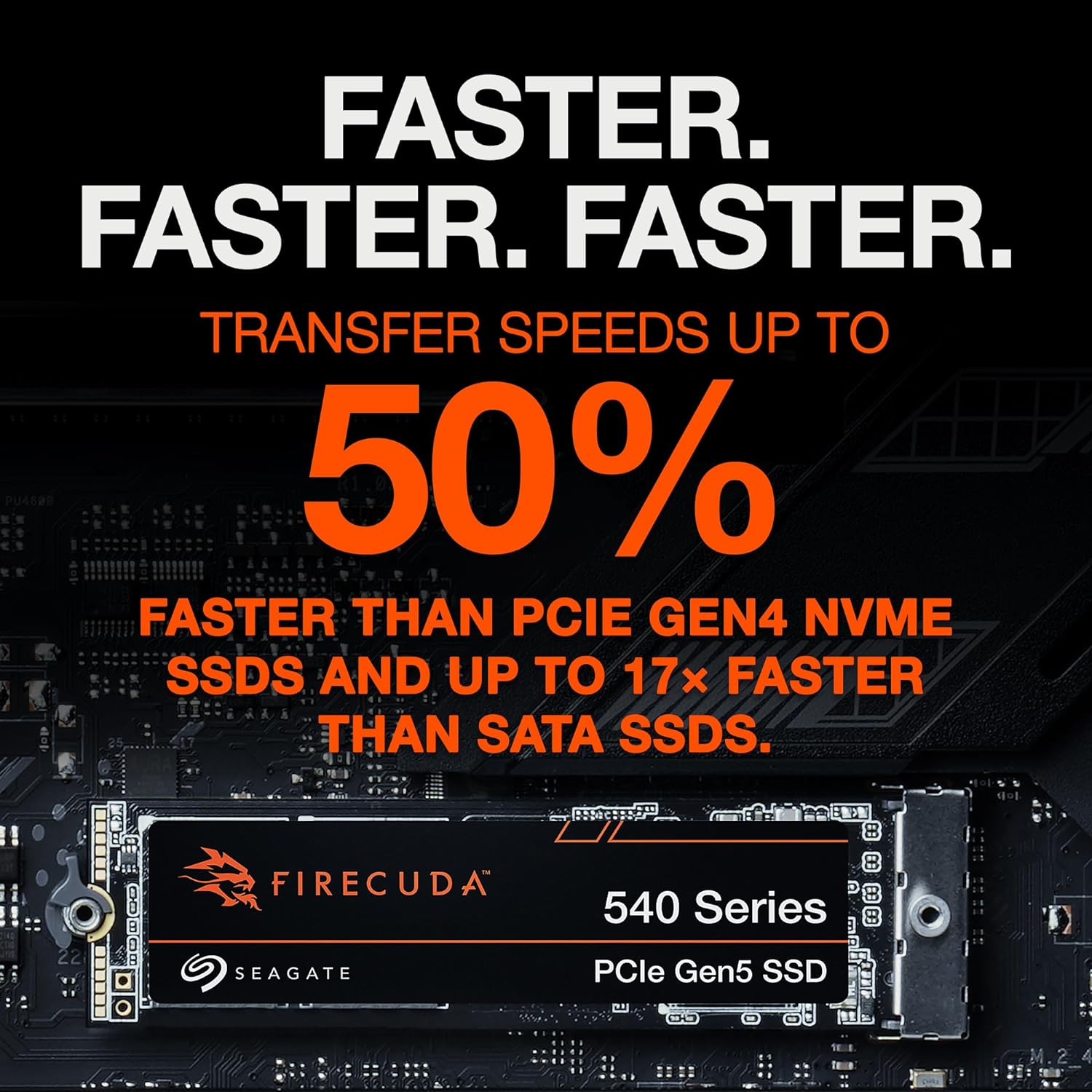 Seagate FireCuda 540 SSD, 1 TB, Internal Solid State Drive - M.2 2280 PCIe Gen5, speeds up to 10,000 MB/s and 2,000 TB TBW, 3 years Rescue Services (ZP1000GM3A004) PC 540 Serie - Gen 5 1TB