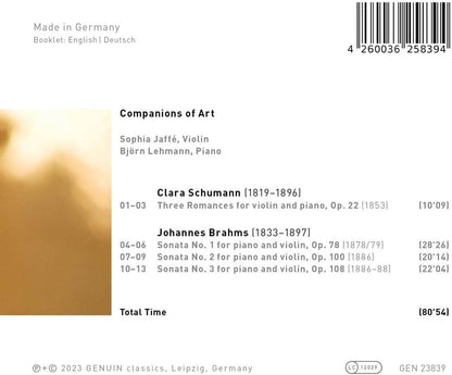 Companions of Art: Works By Clara Schumann and Johannes Brahms