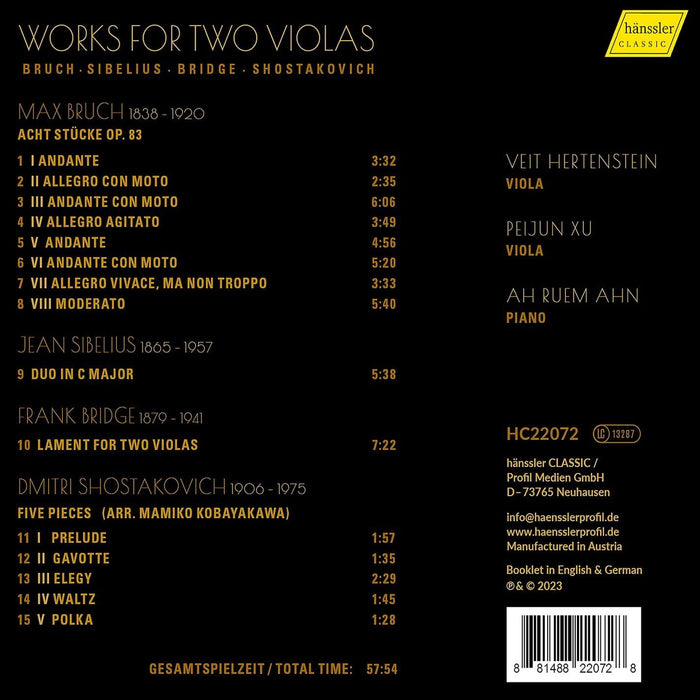 Veit Hertenstein/Peijun Xu: Works for Two Violas