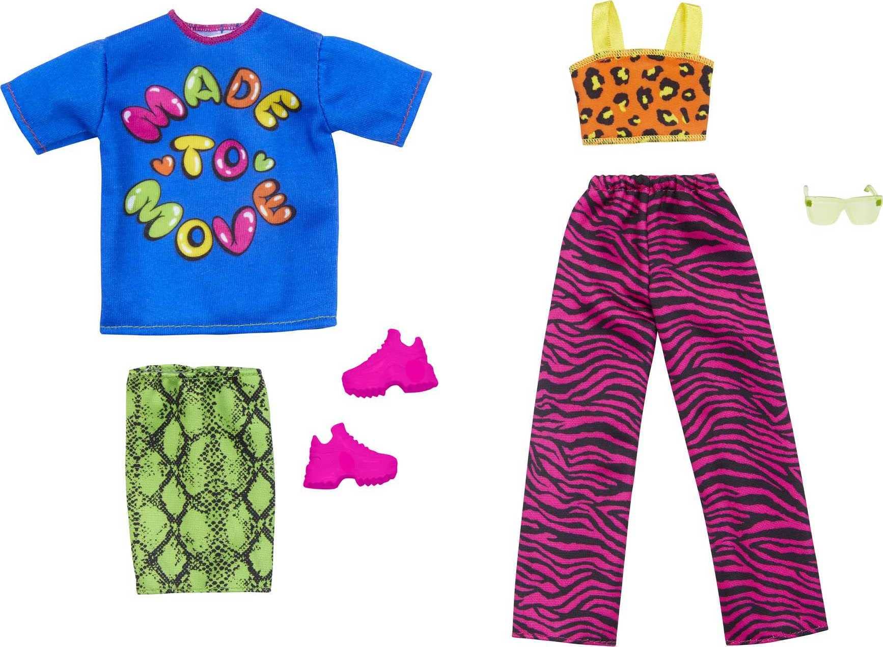 Barbie Clothes, Fashion and Accessory 2-Pack Dolls, 2 Vibrant Outfits with Styling Pieces for Complete Looks