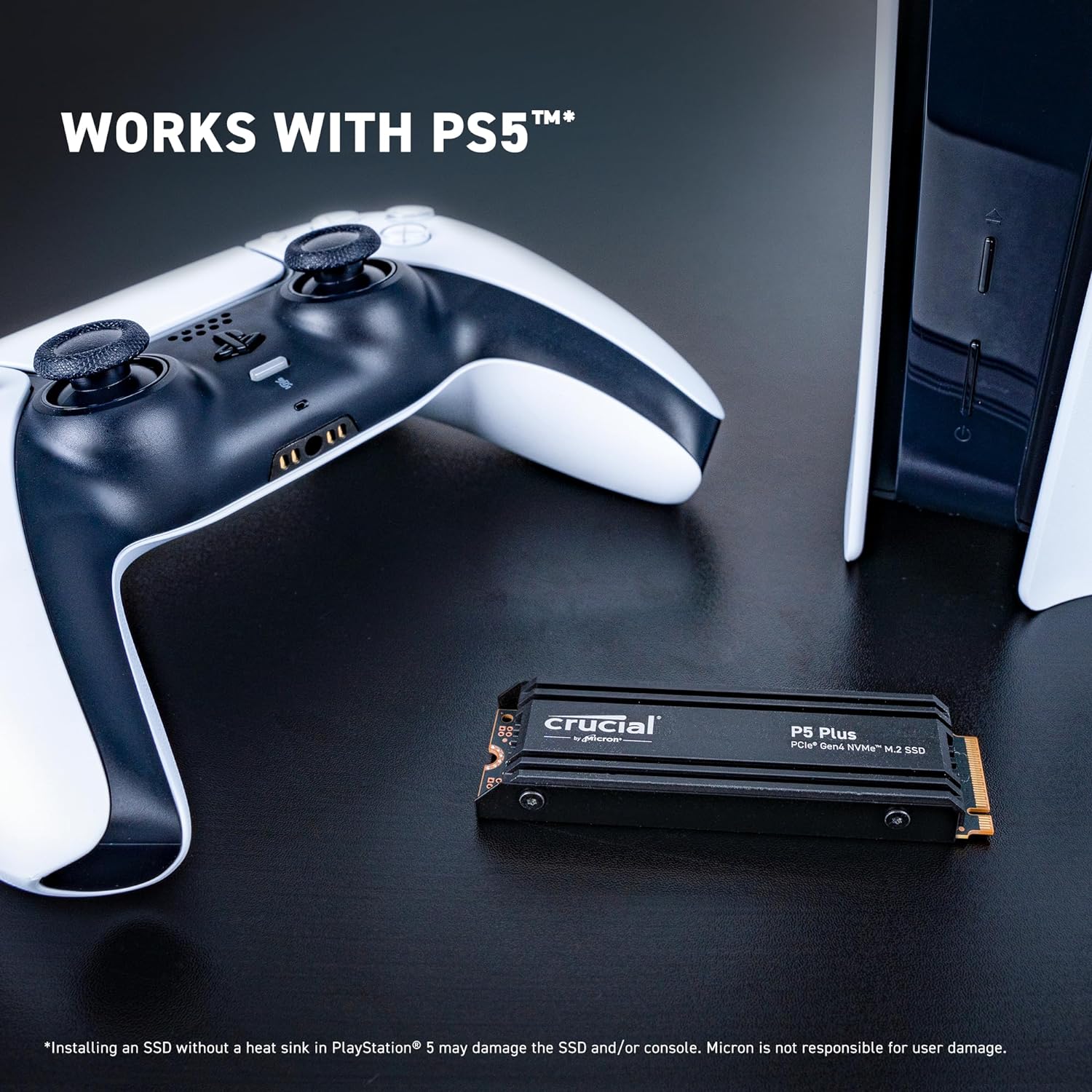 Crucial P5 Plus 2TB Gen4 NVMe M.2 SSD Internal Gaming SSD with Heatsink, Compatible with Playstation 5 (PS5) - up to 6600MB/s - CT2000P5PSSD5 P5 Plus Heatsink 2TB