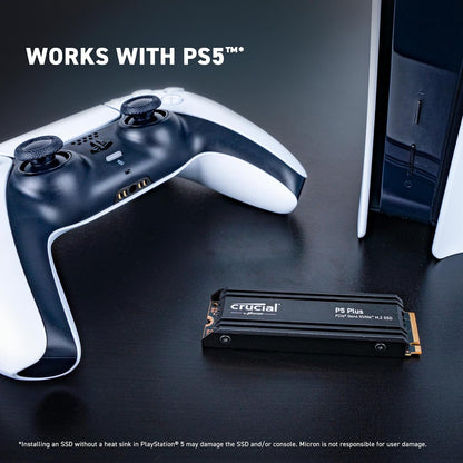 Crucial P5 Plus 2TB Gen4 NVMe M.2 SSD Internal Gaming SSD with Heatsink, Compatible with Playstation 5 (PS5) - up to 6600MB/s - CT2000P5PSSD5 P5 Plus Heatsink 2TB