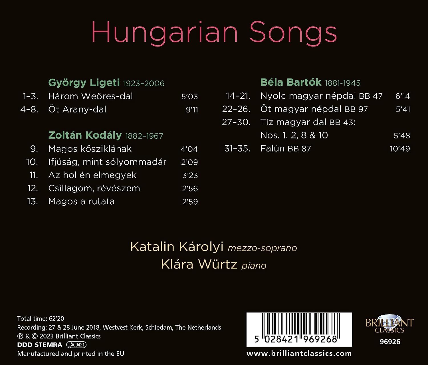 Bartók/Kodály/Ligeti: Hungarian Songs