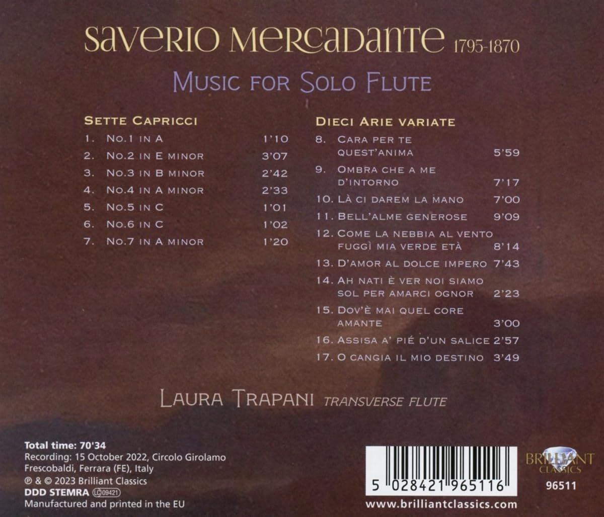 Mercadante: Music for Solo Flute