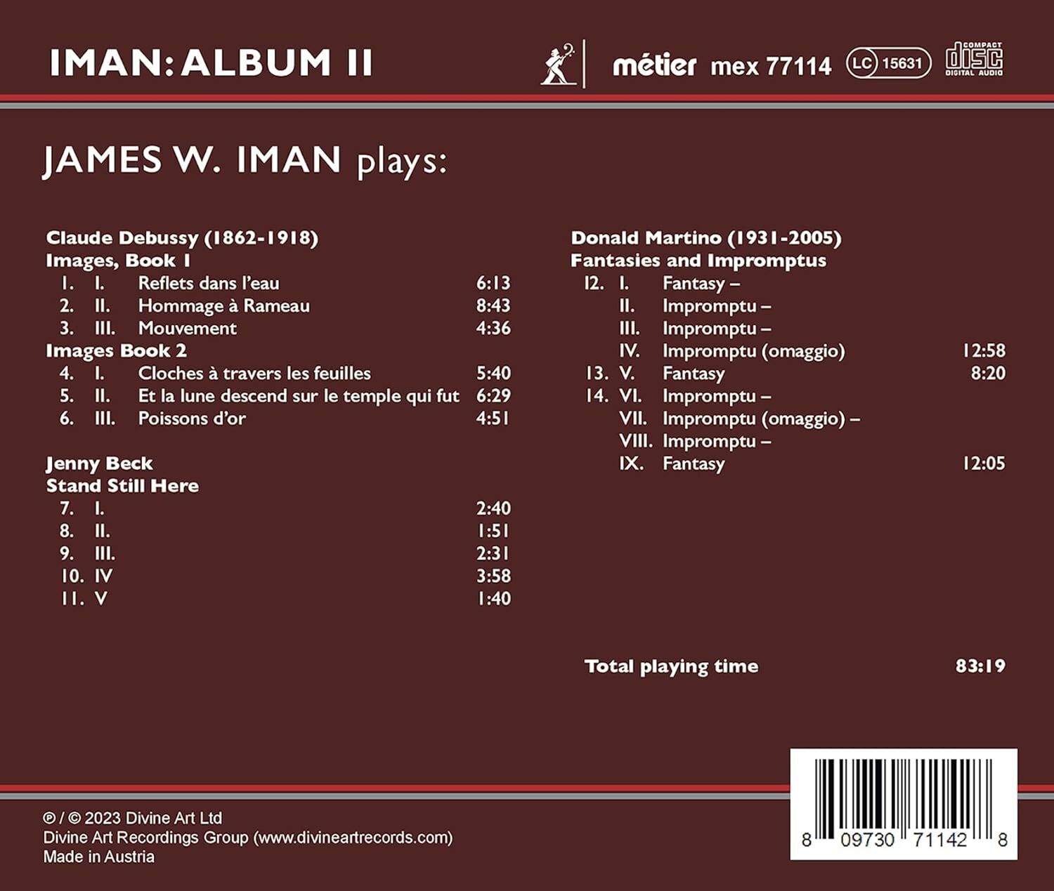Iman: Album II: Plays Martino/Debussy/Beck