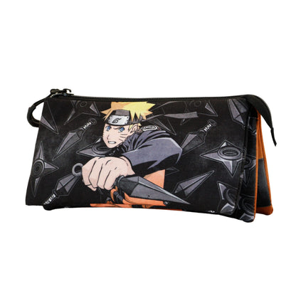 Naruto Weapons-ECO Triple Pencil Case, Black, 23 x 11 cm