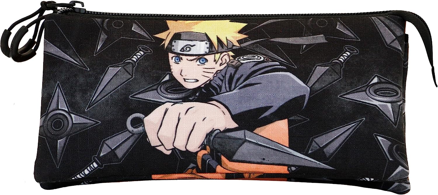 Naruto Weapons-ECO Triple Pencil Case, Black, 23 x 11 cm