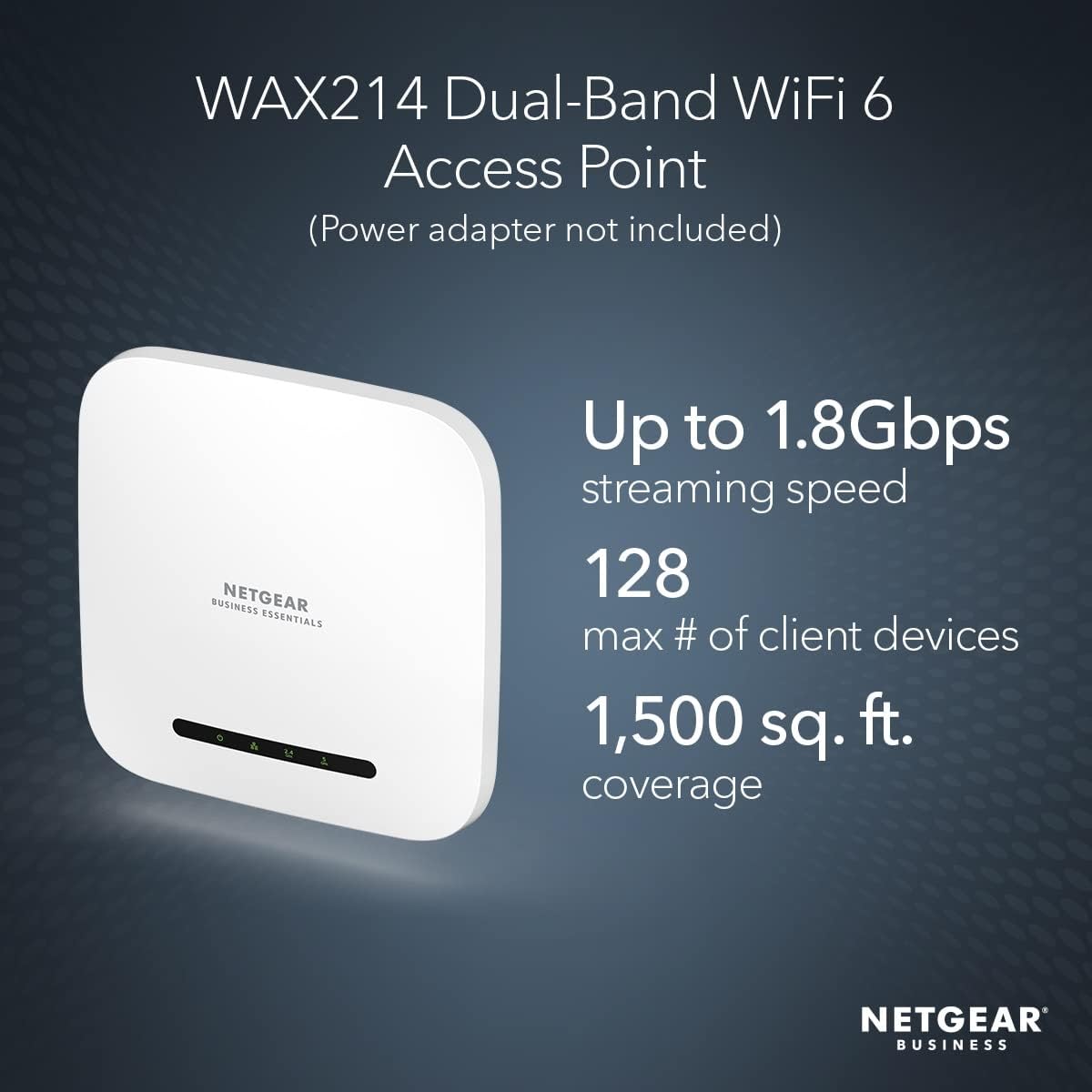 NETGEAR Wireless Access Point (WAX214)| WiFi 6 Dual-Band AX1800 Speed | 1 x 1G Ethernet PoE Port| WPA3 Security | Create Up to 4 Separate Wireless Networks |Ceiling and Wall Mount AX1800 Next Generation