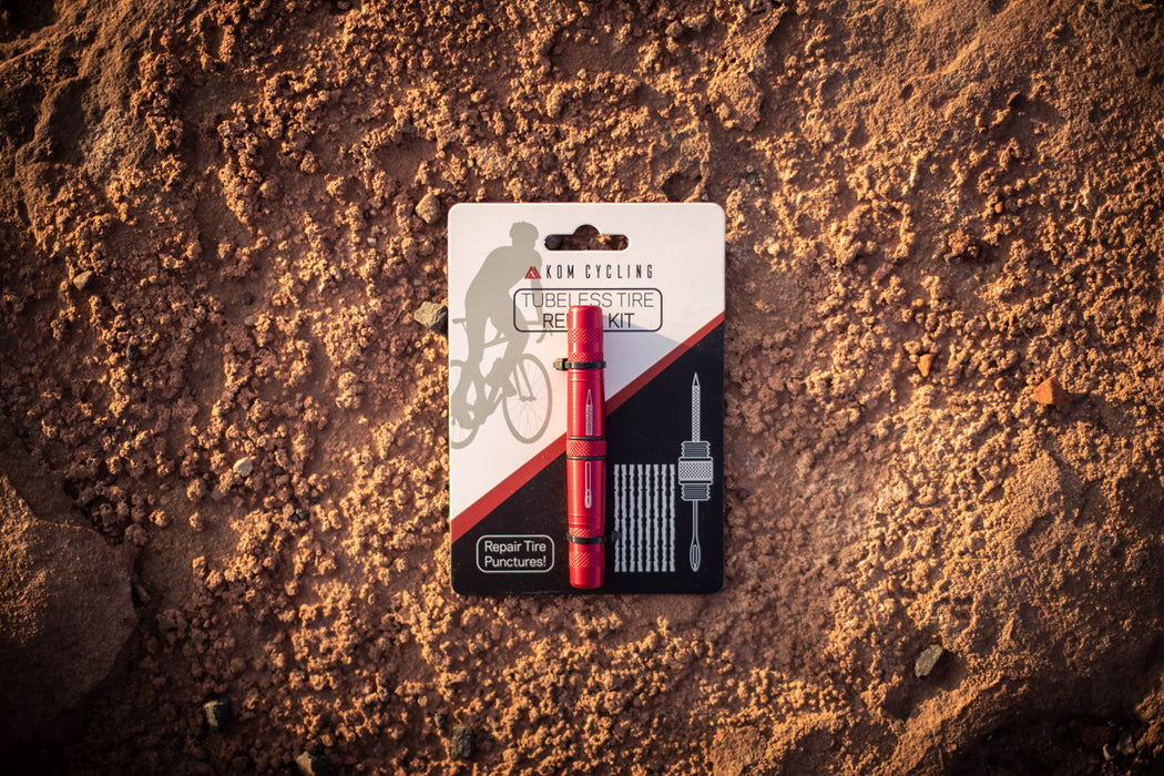 KOM Cycling Tubeless Tyre Repair Kit for Bikes – 8 Colors! Fixes Mountain Bike and Road Bicycle Tyre Punctures – Includes Tyre Repair Fork and Reamer, 8 Bacon Strips. Tubeless Repair Made Easy