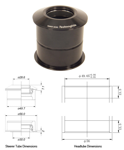 Tange Seiki Technoglide 1.5ZSR Semi-Integrated Zero Stack Headset in Black. 1.5`` - 1 1/8`` [Black]
