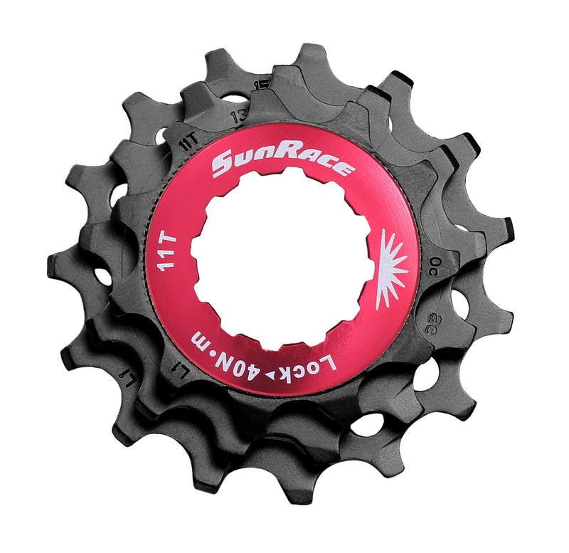 SUNRACE GHIERA R.Libera+3 PIGNONI 11V Unisex Adulto, Nero, Taglia Unica