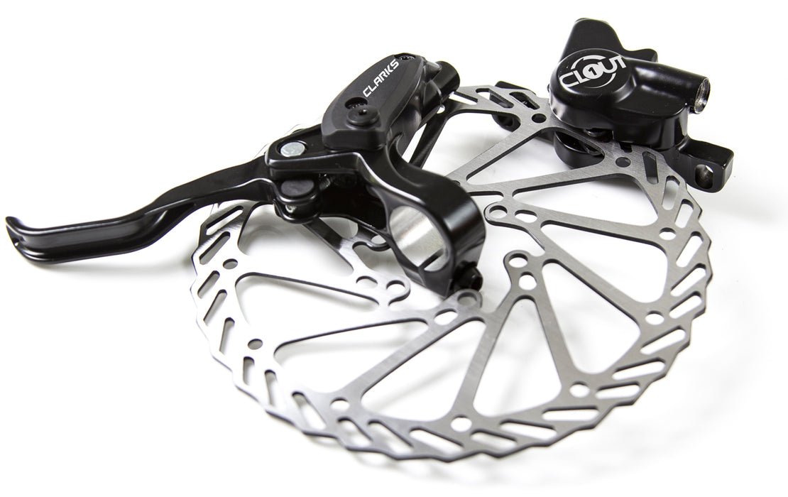 Clarks Cycle Systems Clout-1 Front & Rear Hydraulic Disc Brake Set, Including Rotors, Olives, is Mounts