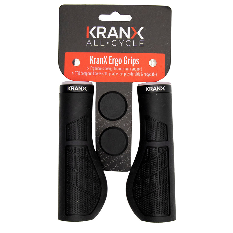 KranX Ergo Lock-on Handlebar Grips in Black [Black]