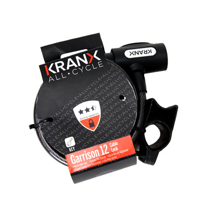 KranX Garrison 12mm x 1800mm Key Cable Lock [Black]
