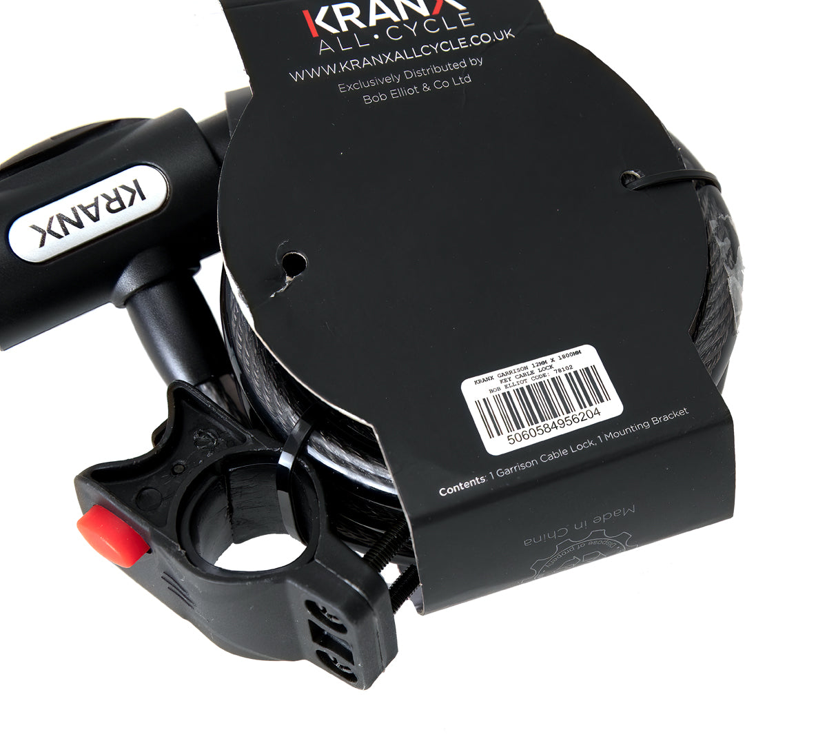 KranX Garrison 12mm x 1800mm Key Cable Lock [Black]