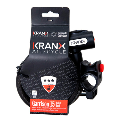 KranX Garrison 15mm x 1800mm Key Cable Lock [Black]