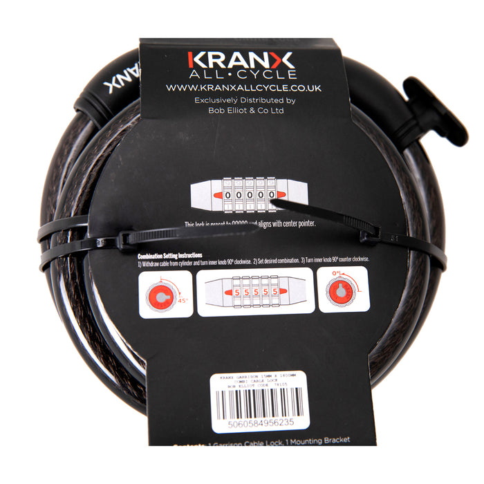 KranX Garrison 15mm x 1800mm Combination Cable Lock [Black]